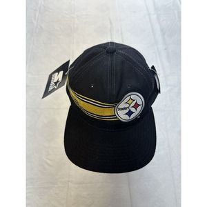 NWT VINTAGE Pittsburgh Steelers Hat Cap Snap Back Black Yellow Wool Starter NFL